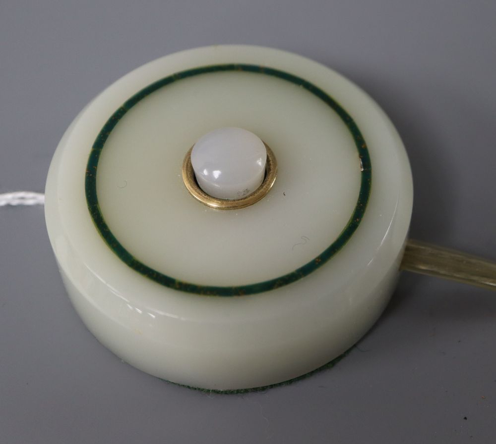 A 19th/20th century bowenite and green lapis bell push by Thomas Goode & Co